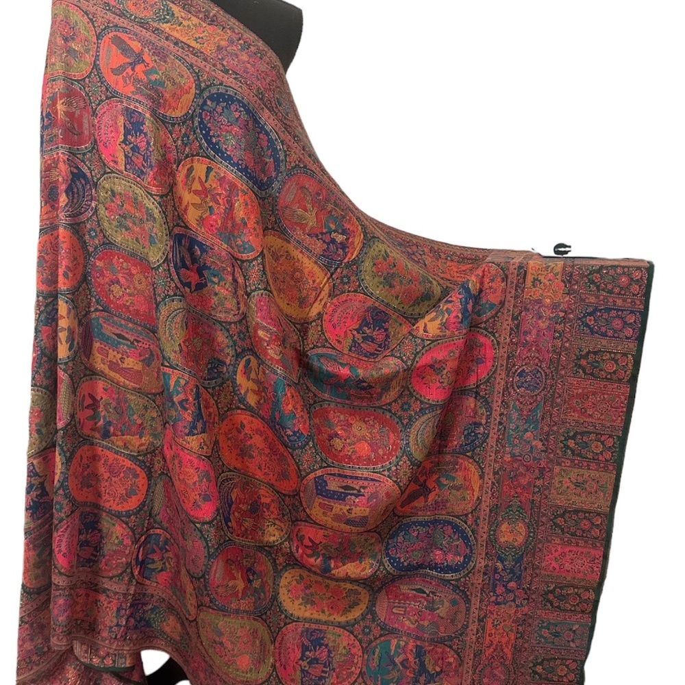 Mughal Inspired Design , Fine Quality ,Pure Pashmina,Darbar Design, Only One Lef